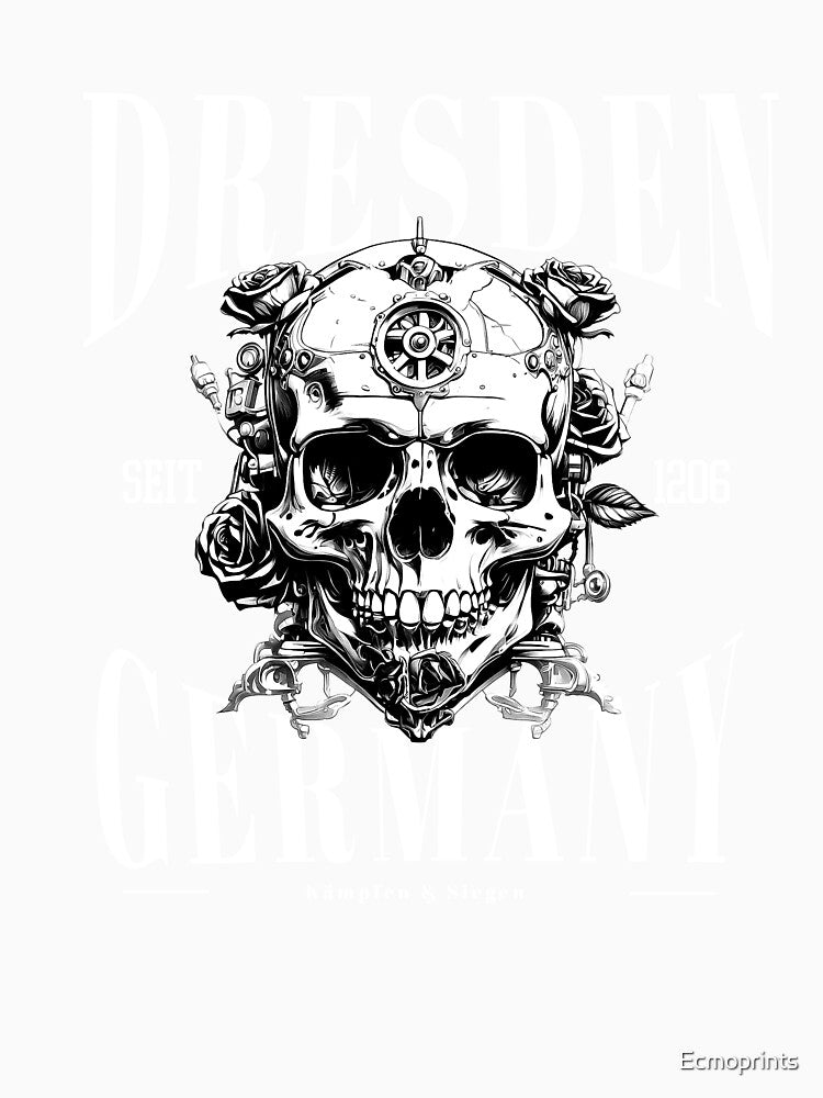 Dresden Germany lettering with skull by Ecmoprints