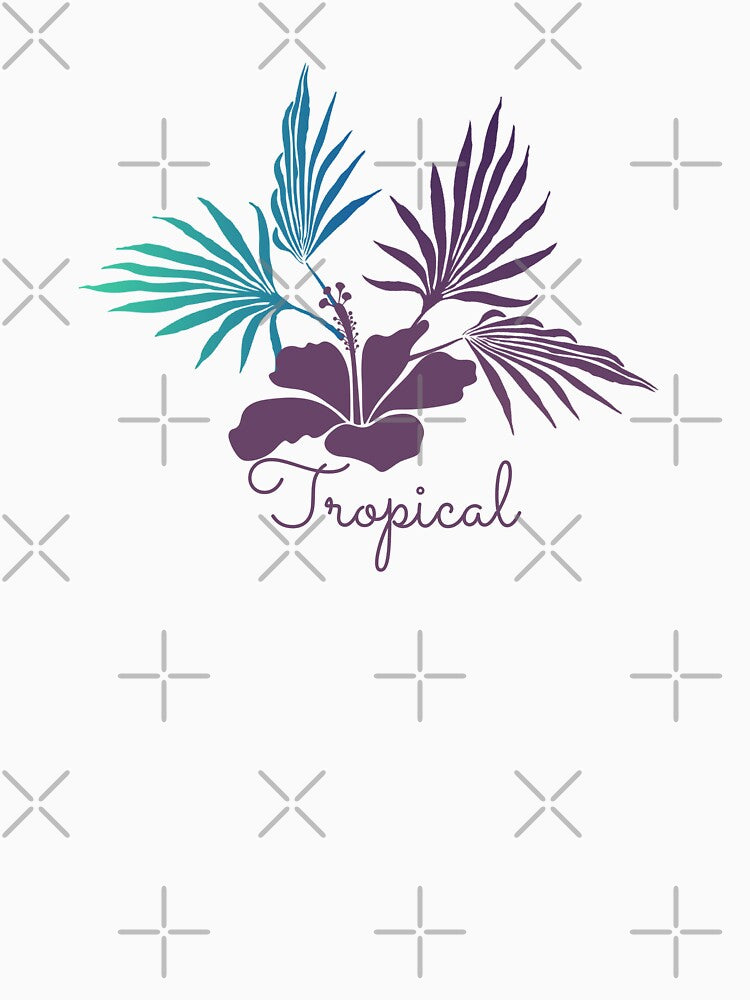Tropical Island Hibiscus Monstera Leaves by GraphicsClub