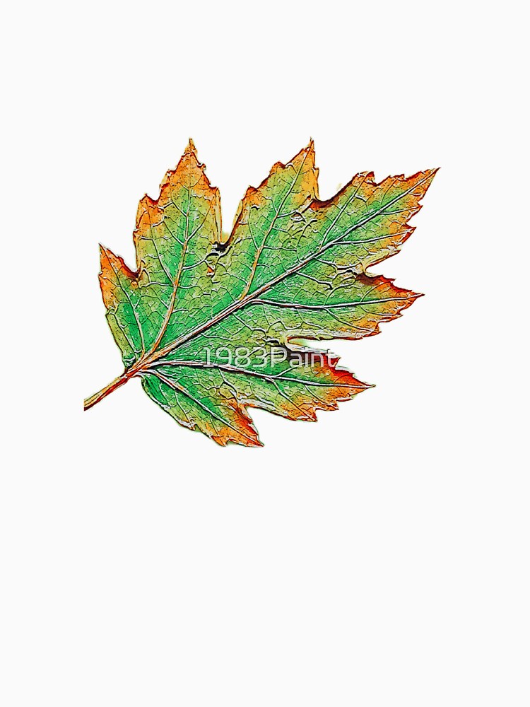 Green and orange detailed leaf by 1983Paint