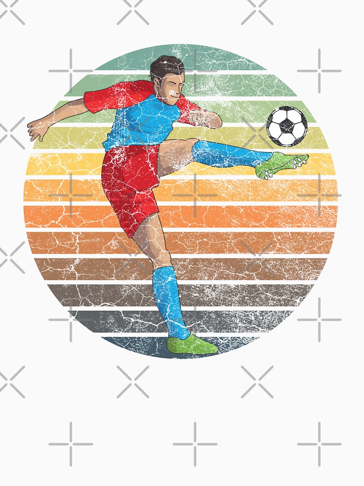 Soccer Player with vintage sunset grunge texture by Rhu Creations