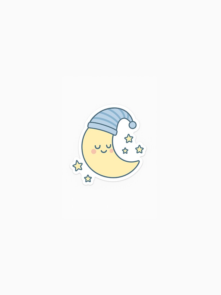Cute Sleeping Moon Sticker – Pastel Crescent with Stars by EdgeFlow