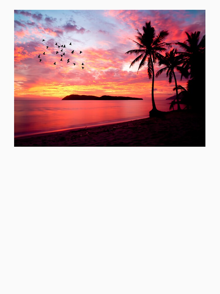 Pink Purple and Blue Summer Sunset Beach View by CheraeLynn
