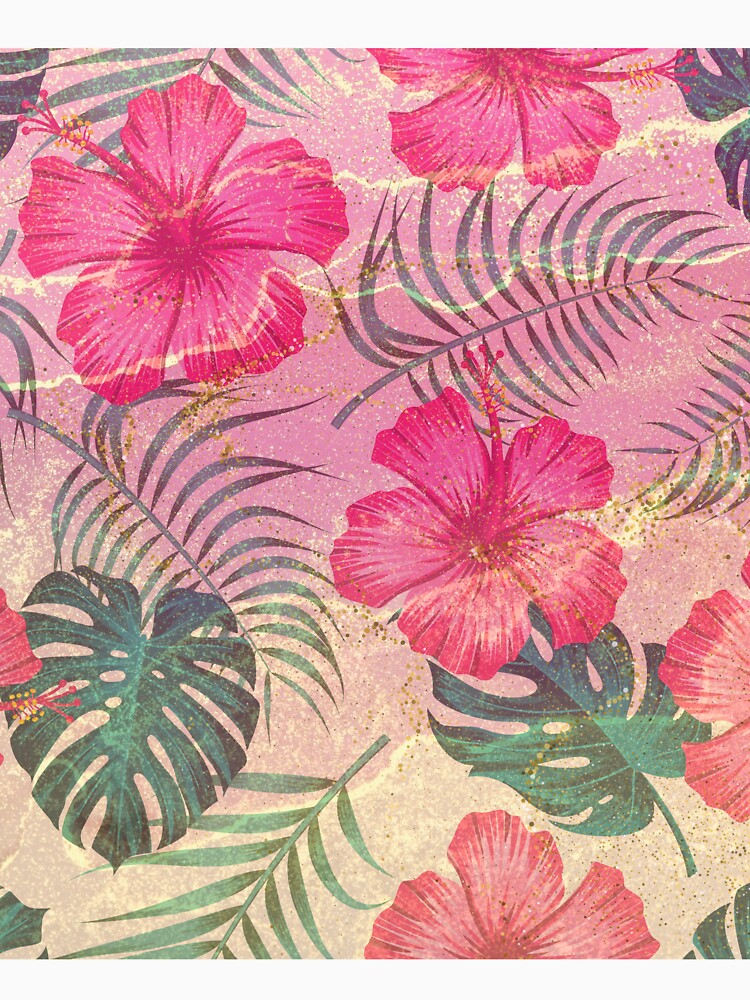 pink and gold glitter watercolor flower pattern by Beeroclock