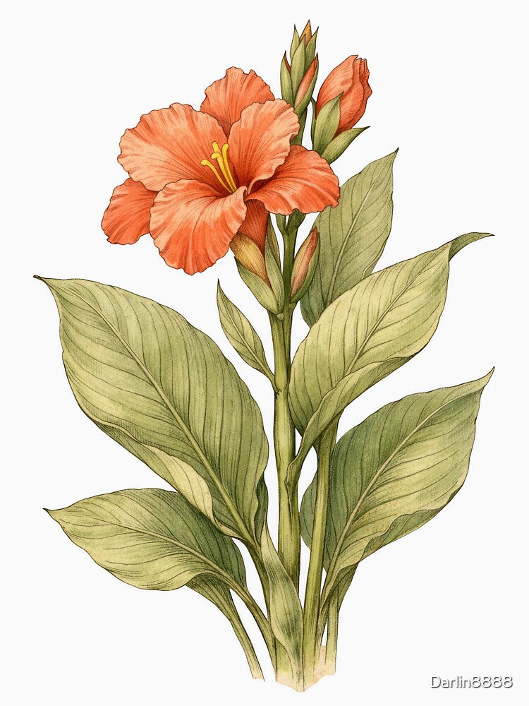 Vintage Canna Lily Botanical Illustration - Antique Flower Print by Darlin8888