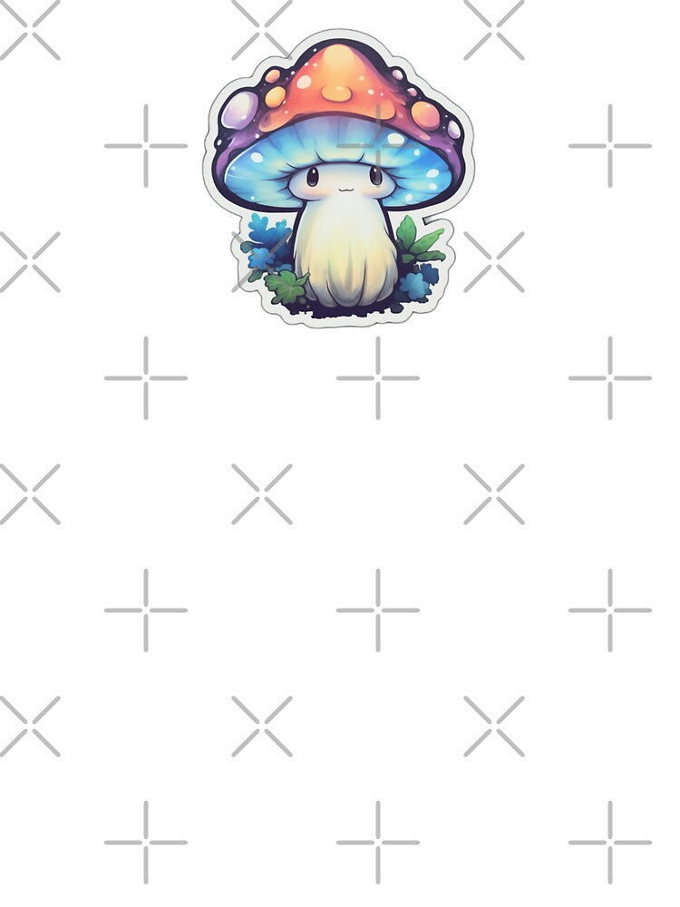 Cartoon Dreamy Mushroom | Pale Blue Watercolour | Happy, Cute, Nature, Kawaii, Woods, Forest by FantasySoul