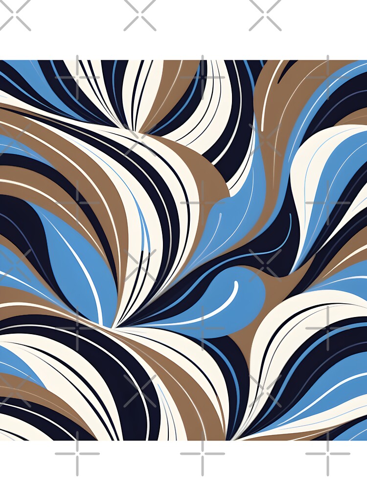 Mid Century Modern Abstract Botanical Brown, Sky Blue by Prints and Lifestyle