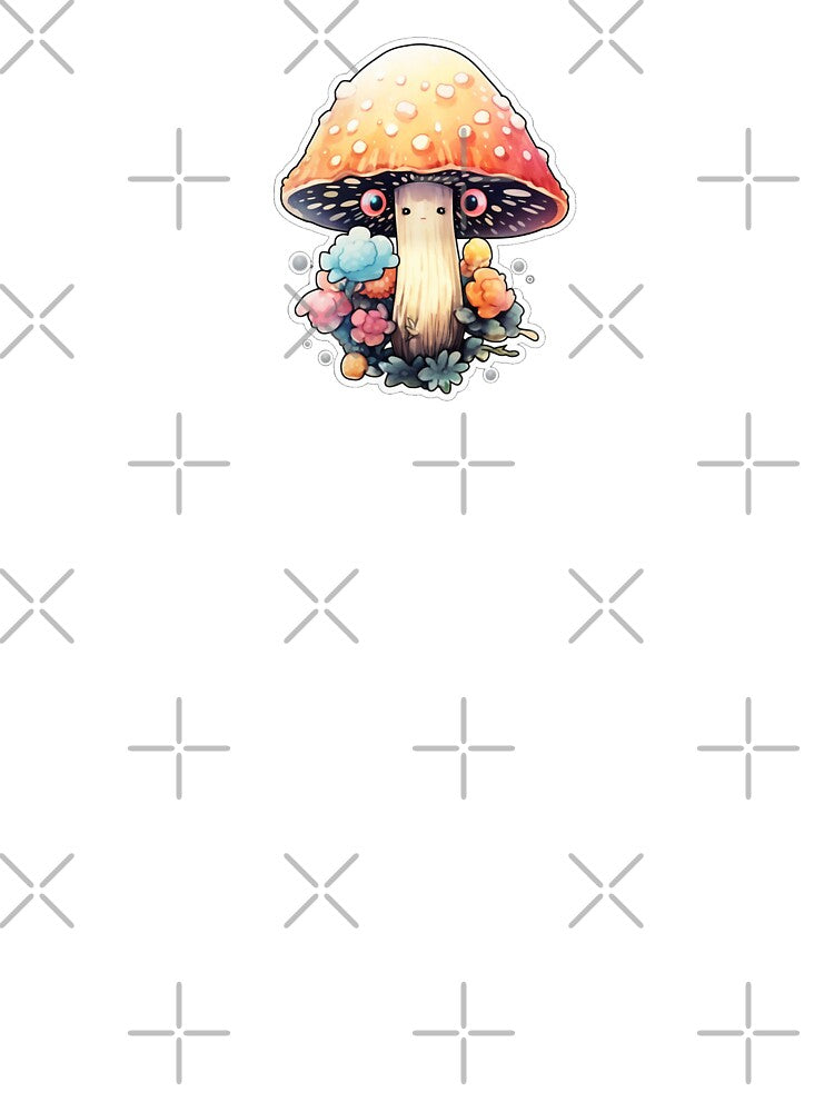 Colourful Manga Mushroom | White Drawing | Happy, Cute, Nature, Kawaii, Woods, Forest by FantasySoul