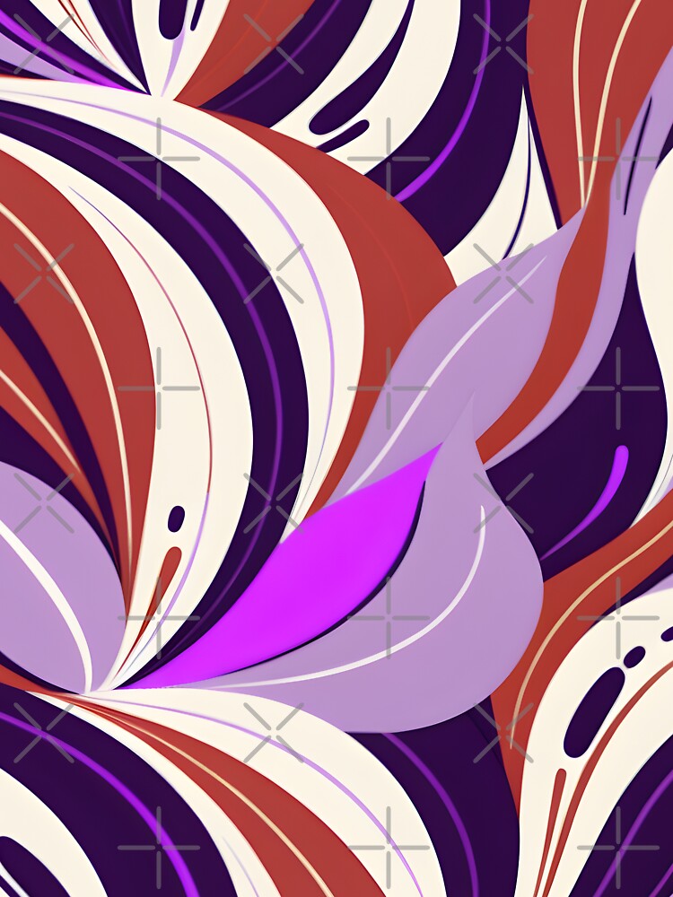Mid Mod Retro  Abstract Botanical Lilac, Burnt Orange by Prints and Lifestyle