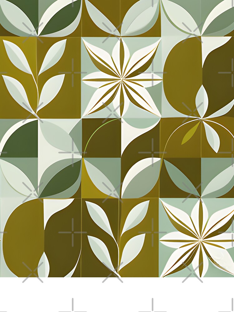 Retro, Mid Mod, Abstract Botanical Olive, Mint by Prints and Lifestyle