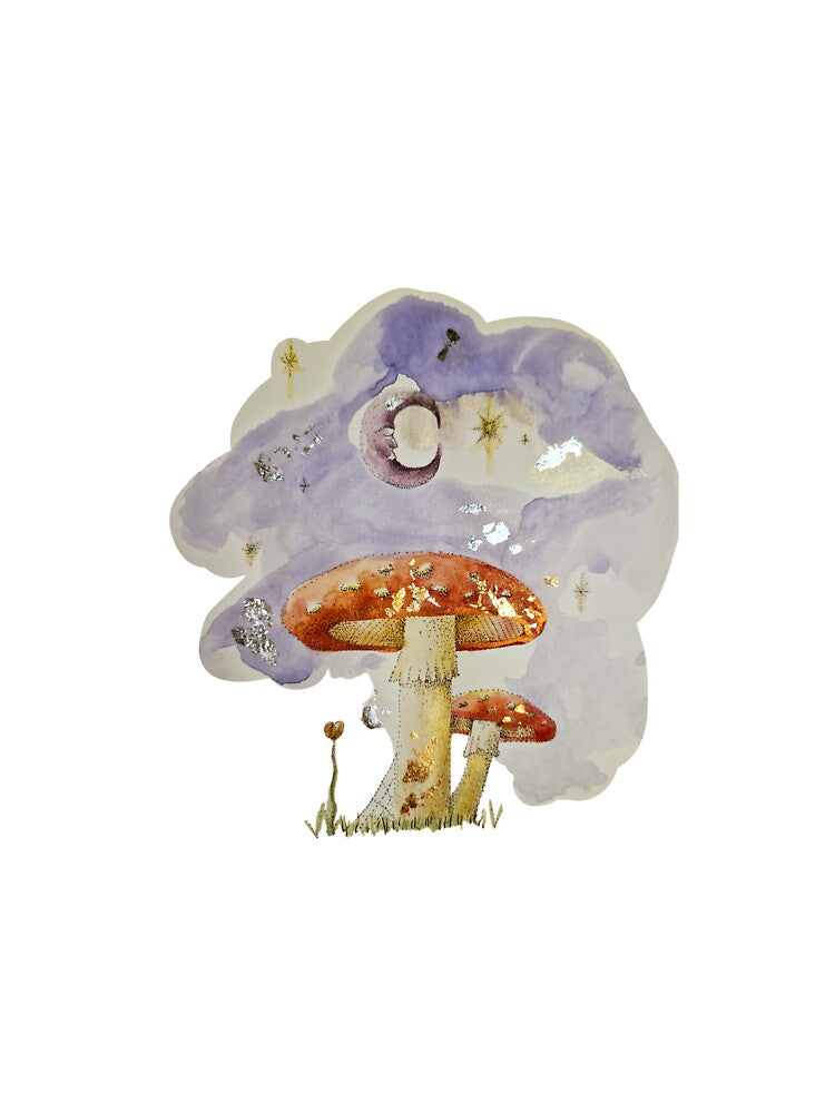 Mushrooms under the Moon Watercolour by xMagicalDots