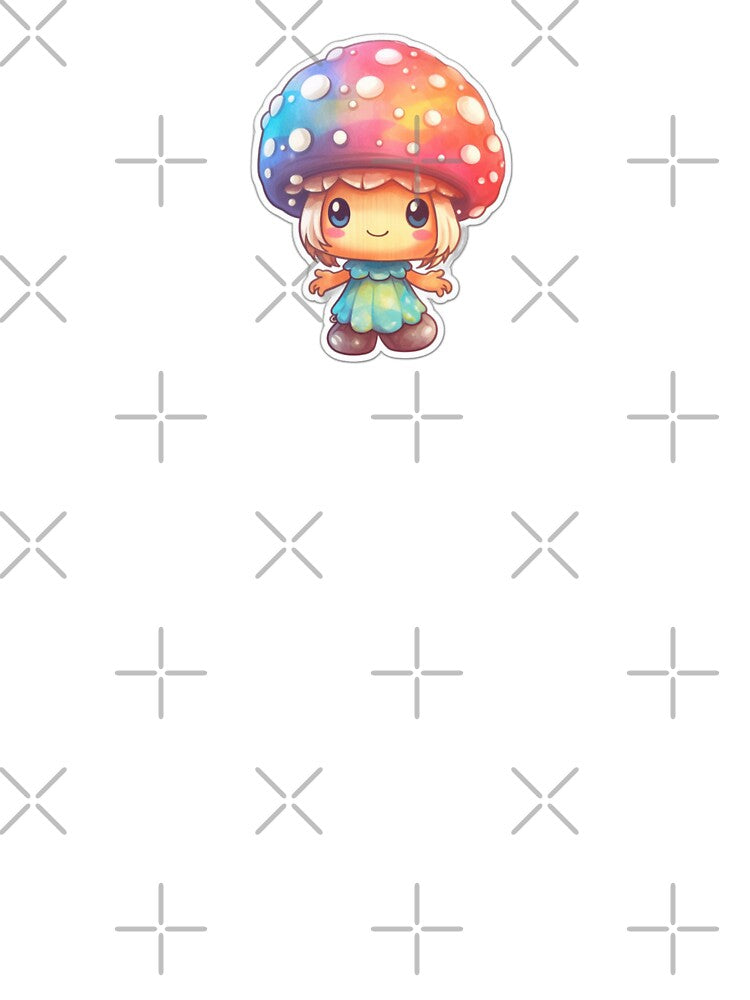 Colourful Anime Mushroom | White Watercolour | Happy, Cute, Nature, Kawaii, Woods, Forest by FantasySoul