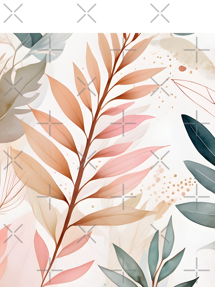 Mid Century Botanical Retro Geometric Leaves  Florals  Peach Olive Green by Prints and Lifestyle