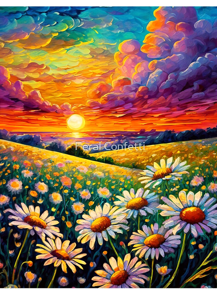 Field of Daisies at Sunset by Feral Confetti