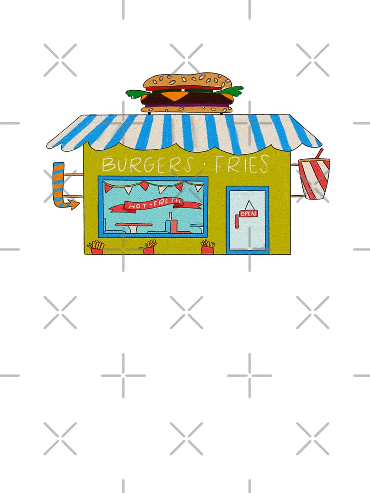 Burger joint cottagecore hand illusrrtion by WildSalmonCraft