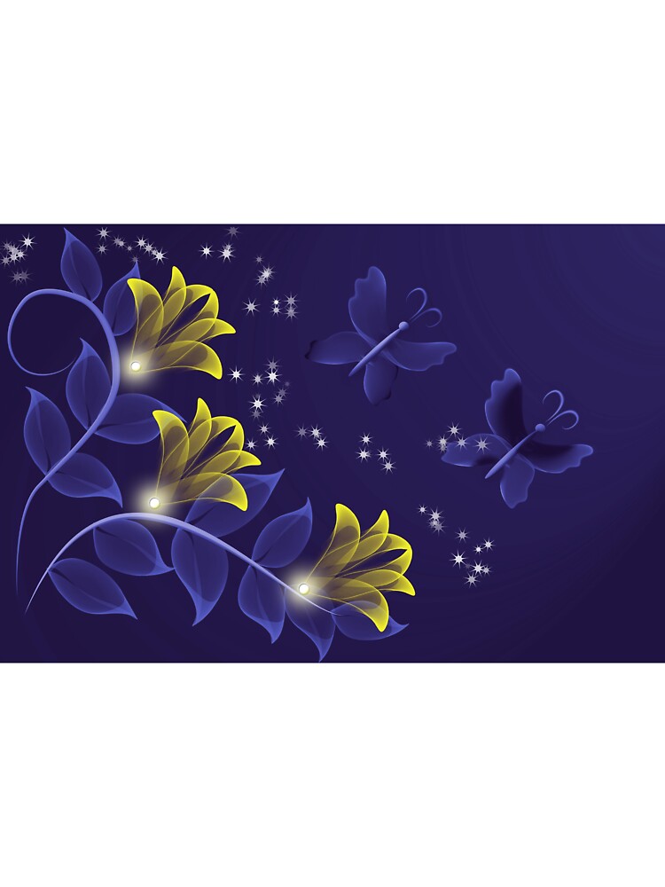 Blue and Gold Floral Merchandise by cindyfordyce