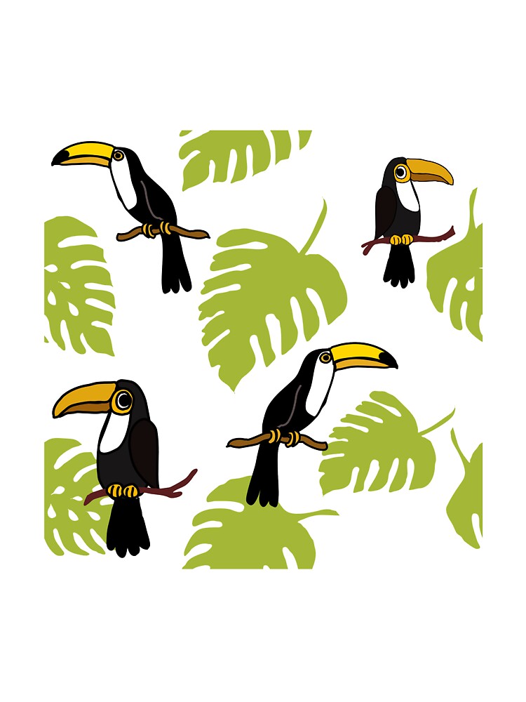 Tucans and tropical leaves, tropical birds by Mandala108