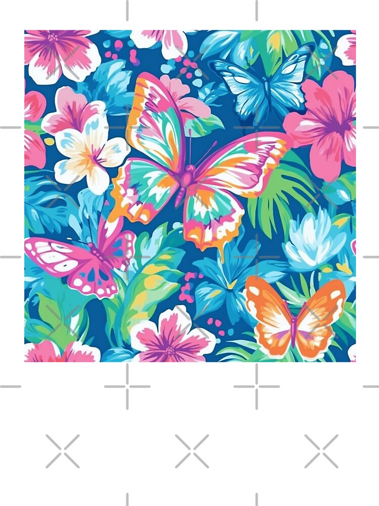 Tropical colourful Butterflies & Florals Painting by ScorpioSunStudio