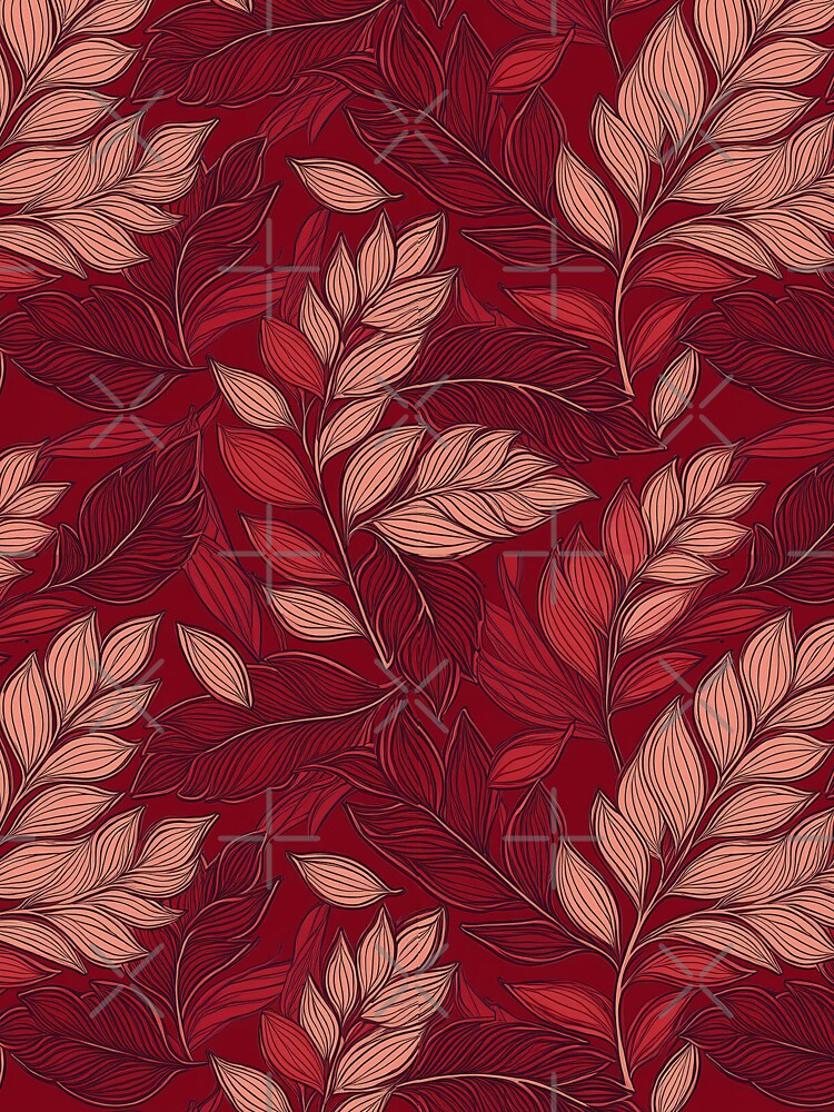 Crimson Crush: A bold and dramatic pattern with deep red leaves, perfect for a passionate and intense look. by Grang Art Artistic Designs
