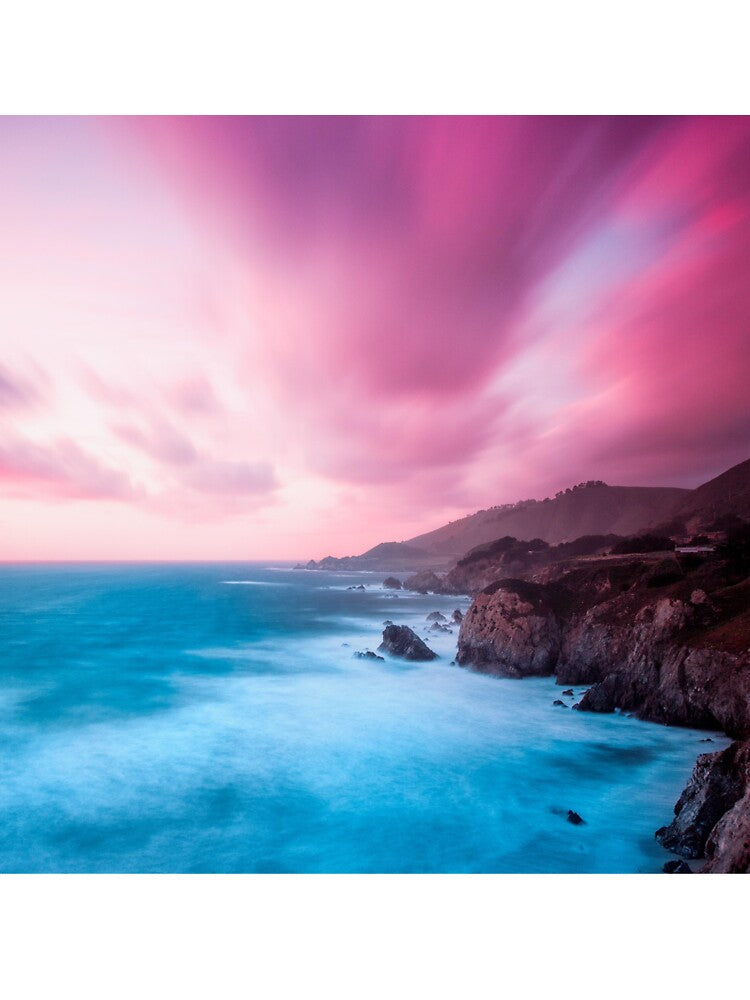 Pink Sunset Blue Ocean by newburyboutique