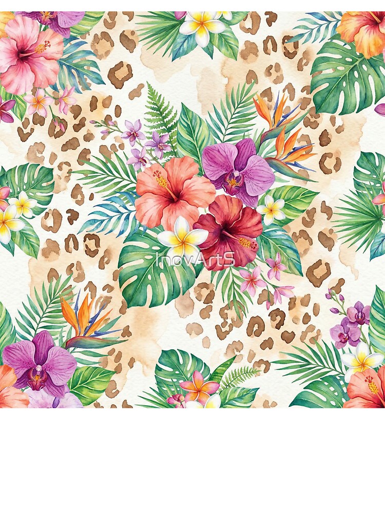 Tropical Floral Leopard Print Pattern by InovArtS