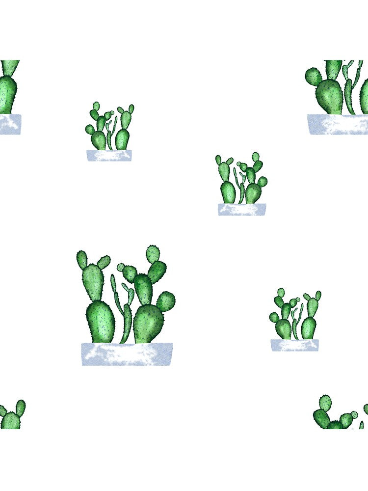 Cactus green seamless pattern a watercolor sketch by Yana Mustafina | Boho Soulful Designs