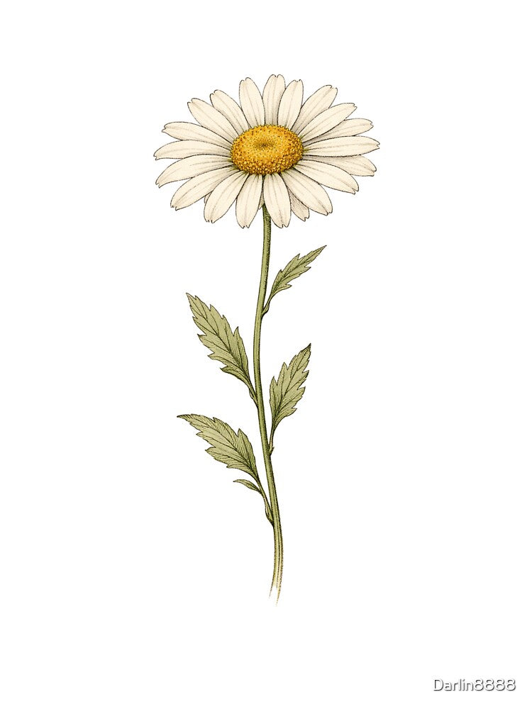 Leucanthemum Vulgare Vintage Botanical Print - Antique Daisy Wall Art by Darlin8888