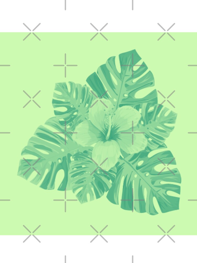 Tropical Hibiscus Leaves and Flowers Lime Green by hearthearts
