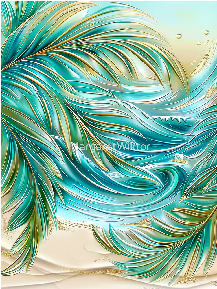 Abstract Palm Trees Over Ocean Waves by MargaretWiktor