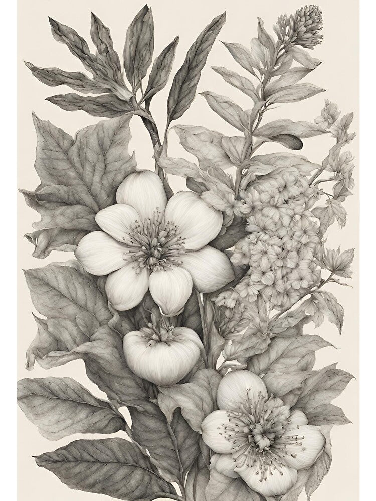 Hand-Drawn Botanical Illustrations: A Botanical Rhapsody of Nature's Beauty by Raffaellek