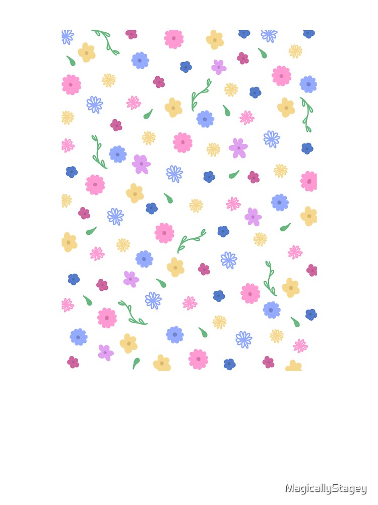 Cute Ditsy Pastel Pink and Blue Floral Print by MagicallyStagey