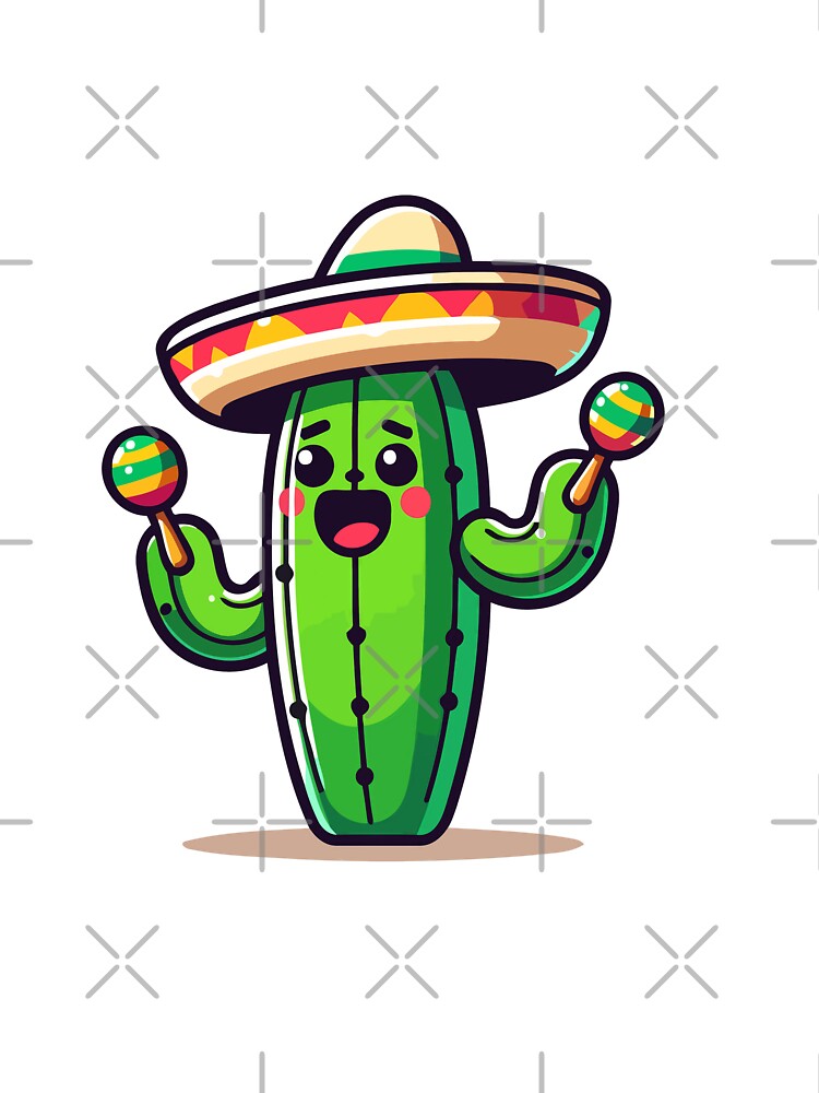 Mariachi Cactus with Sombrero and Maracas - Fun and Festive Plant by Akioos