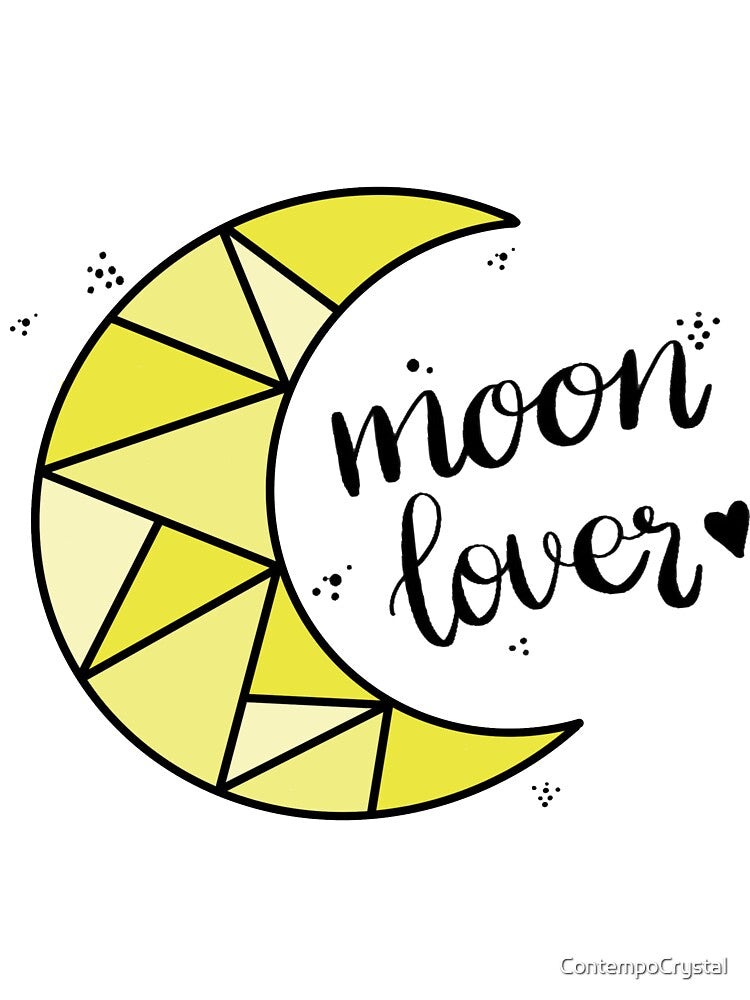 Yellow Geometric Moon Lover Hand Lettering by ContempoCrystal