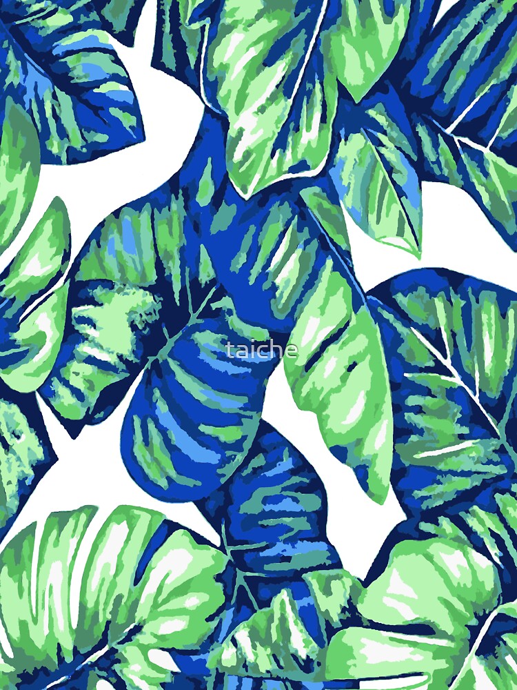 Tropical Leaves Of Banana and Monstera Blue Green Cut Out 2 by taiche