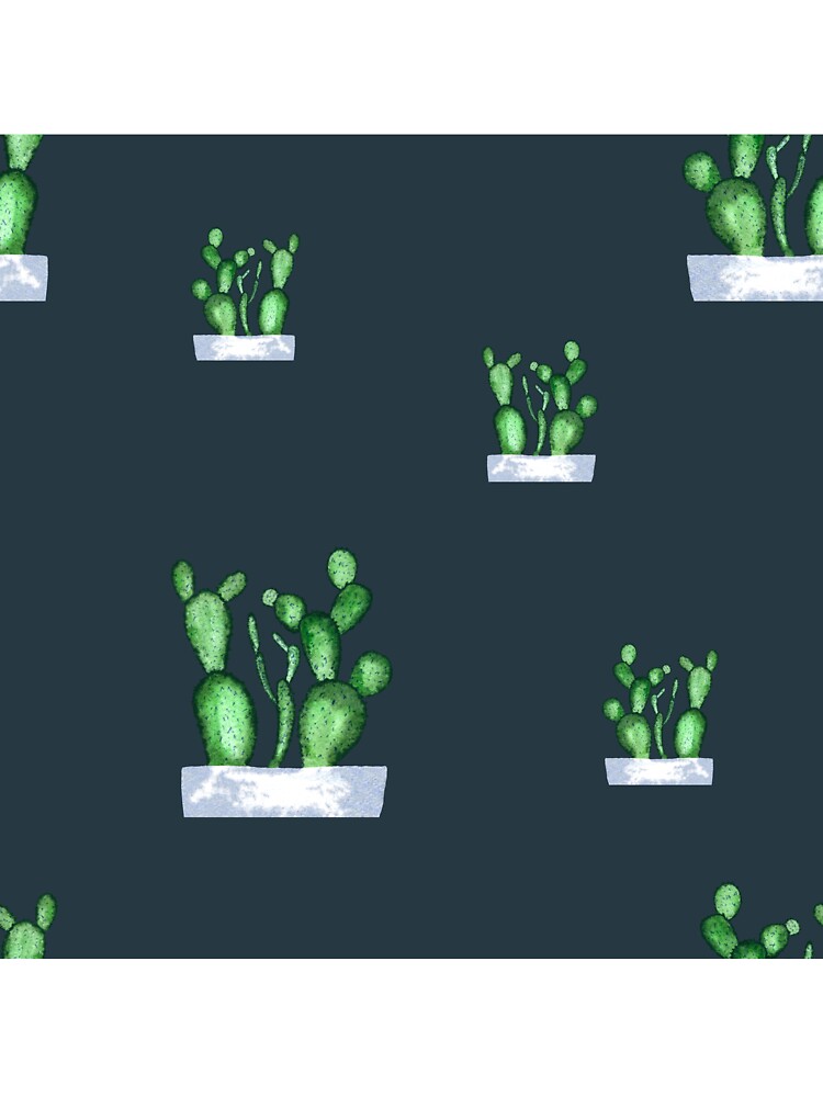 Cactus green seamless pattern a watercolor sketch blue by Yana Mustafina | Boho Soulful Designs
