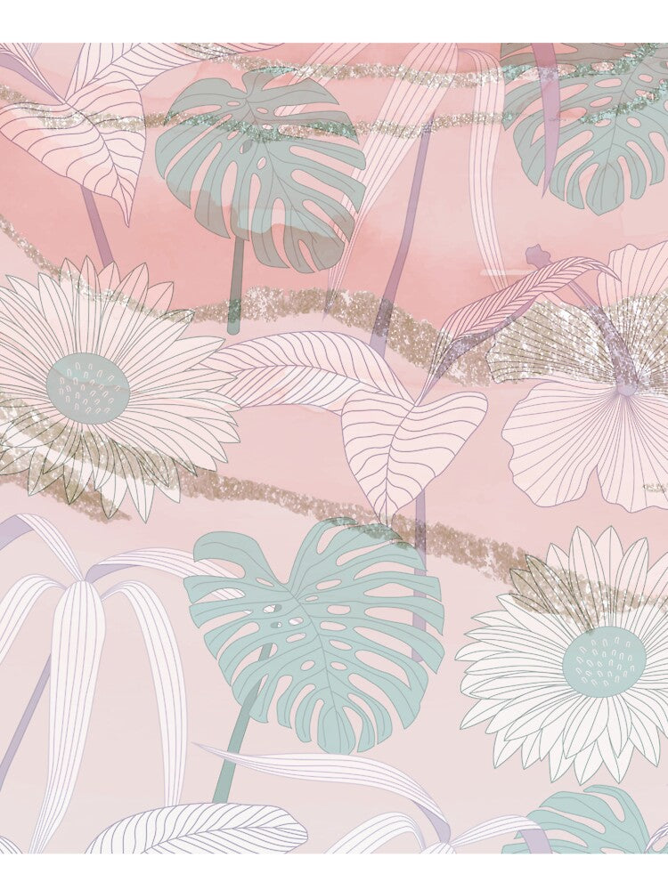 pastel pink watercolor flower leaf pattern by Beeroclock