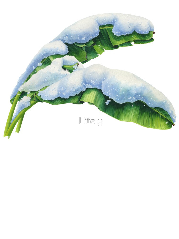 Snowy Banana Leaf Watercolor by Litely