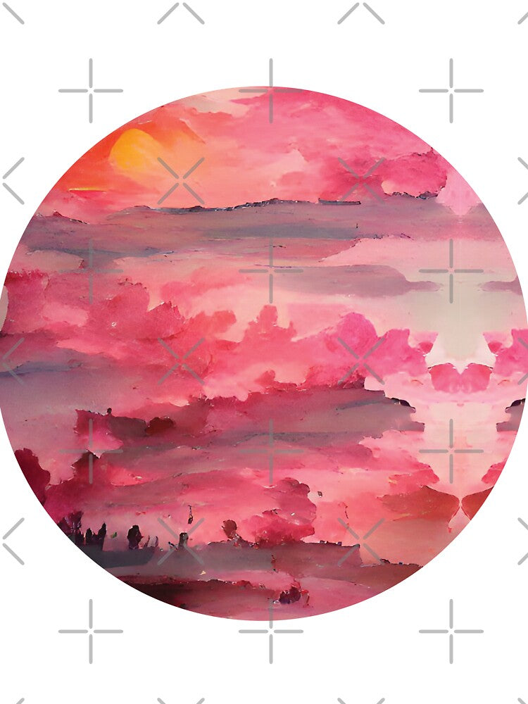 Pink Sunset Painting - cicular by Unaiza Khalid