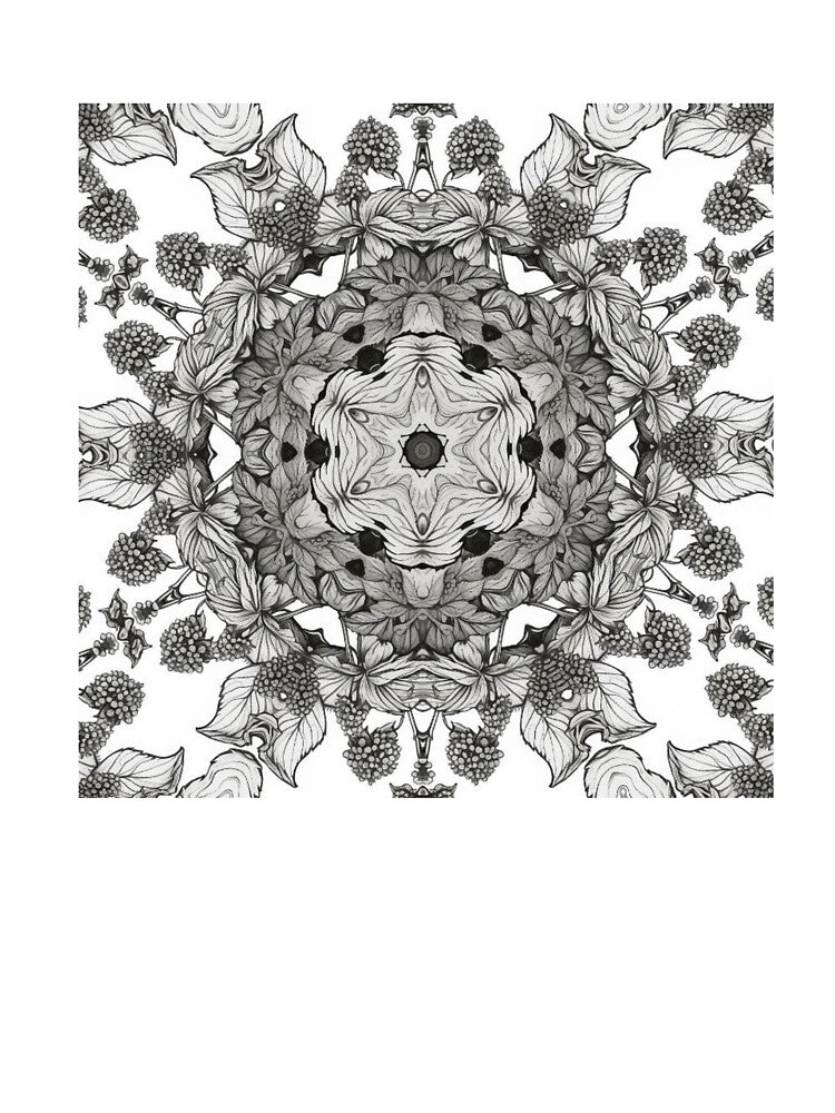 Urtica dioica – Botanical Mandala in Charcoal (Black & White Edition) by Colorshow-relax