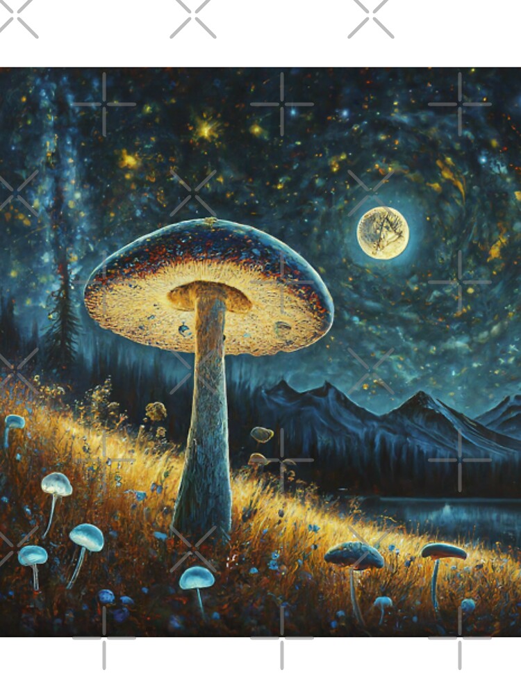 "Moon and mushroom". Cute moon and mushroom Art by Obinne