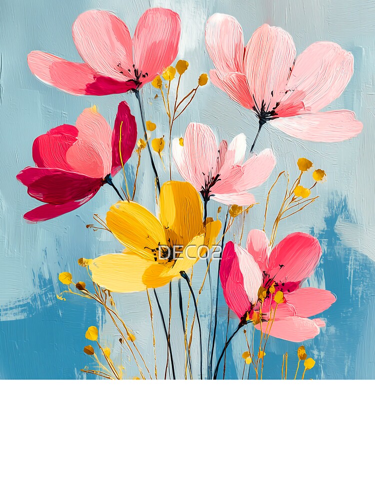 Dreamy Pink, Magenta And Yellow Flowers Digital Painting by DEC02