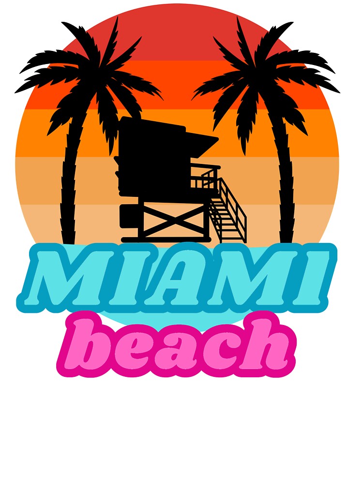 Vintage Miami beach Palm trees and lifeguard tower by mizam