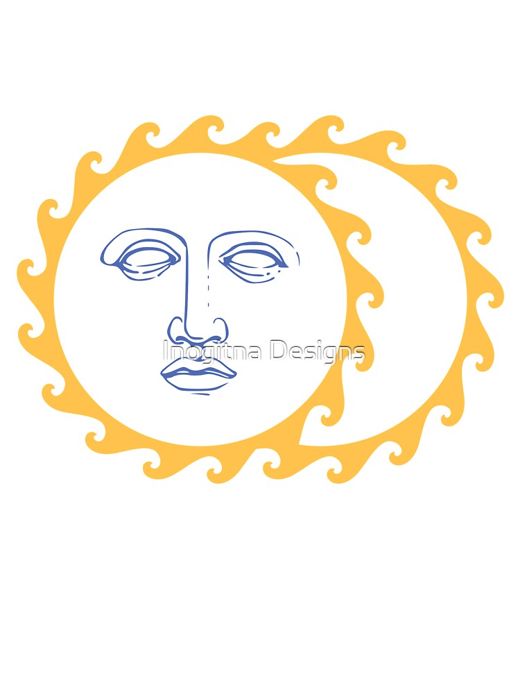 Sun Face Moon Yellow Retro by Inogitna Designs
