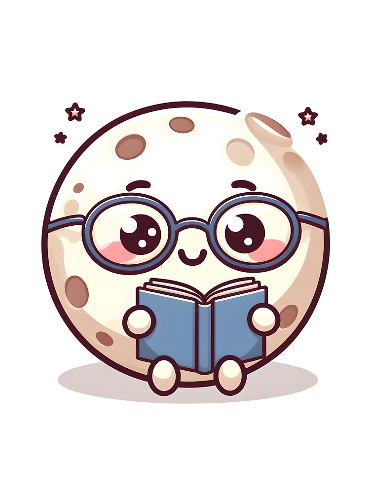 Kawaii Moon With Glasses by CanvasCutie