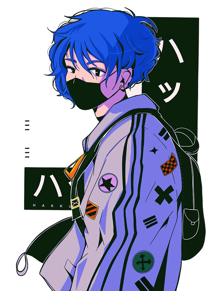 Masked Blue Hair Boy by laura-lins-lab