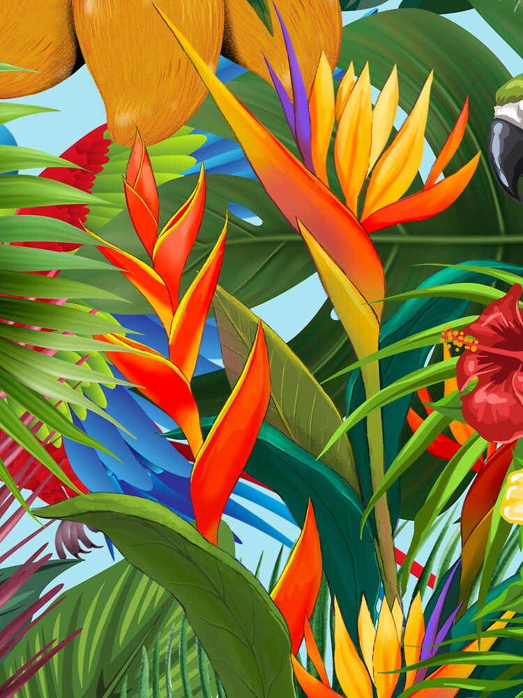 Tropical plants trees and birds by BritishDelights