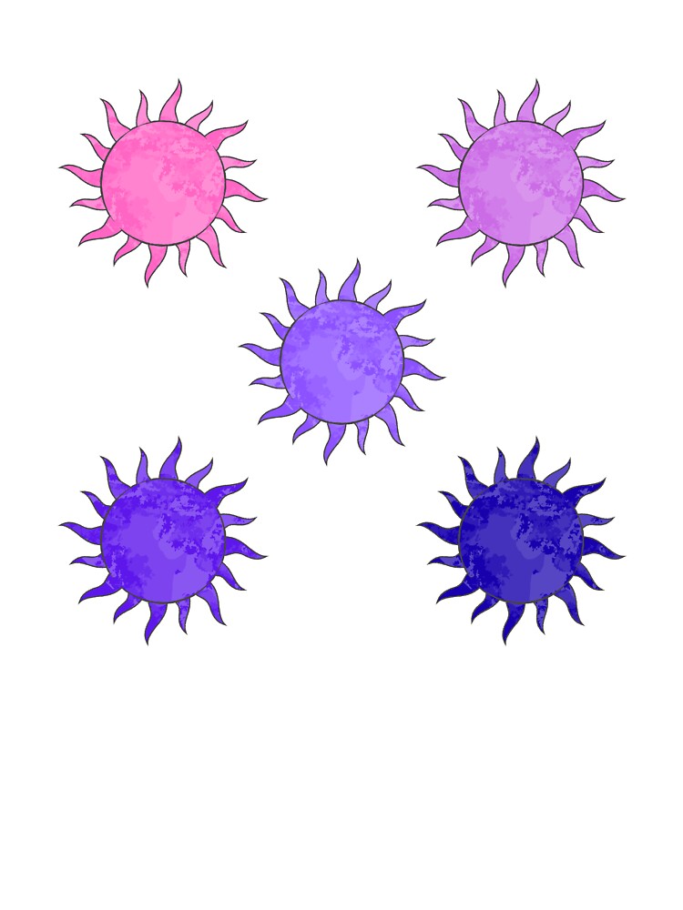 Pink & Purple Sun Sticker Pack – Aesthetic Suns in 5 Shades by InfiniteSticker