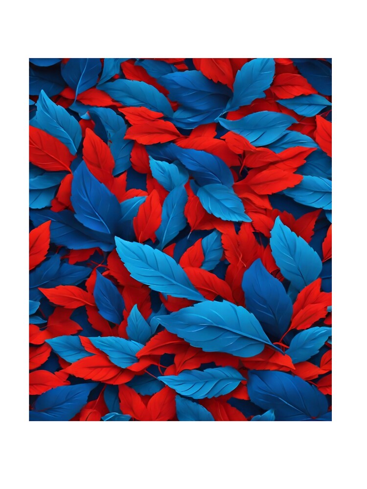 Leaf - Red and Blue Leaves Pattern ; Nature Pattern by PatternInArt