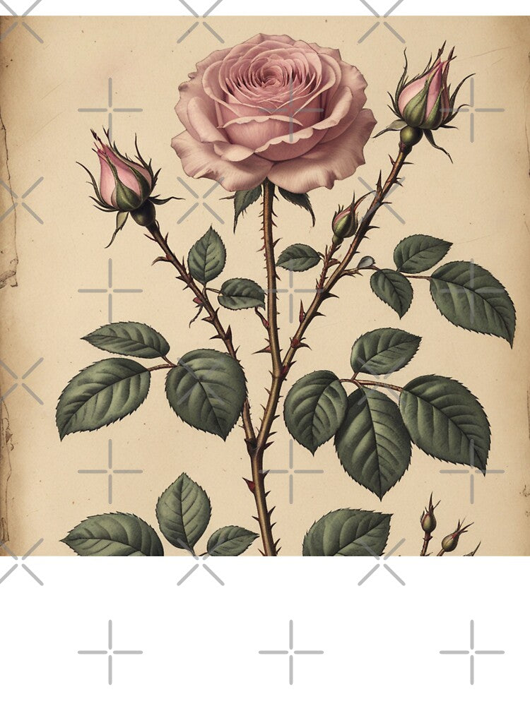 Vintage Rose Botanical Illustration Study by PrimeGens