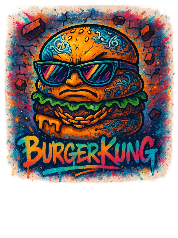 Burger Yakuza Graffiti Art | Gangsta Cheeseburger Urban Mural | BURGER KUNG Street Style Design by NeepDesign