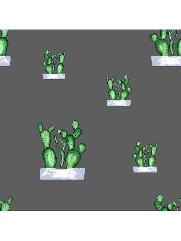 Cactus green seamless pattern a watercolor sketch grey by Yana Mustafina | Boho Soulful Designs